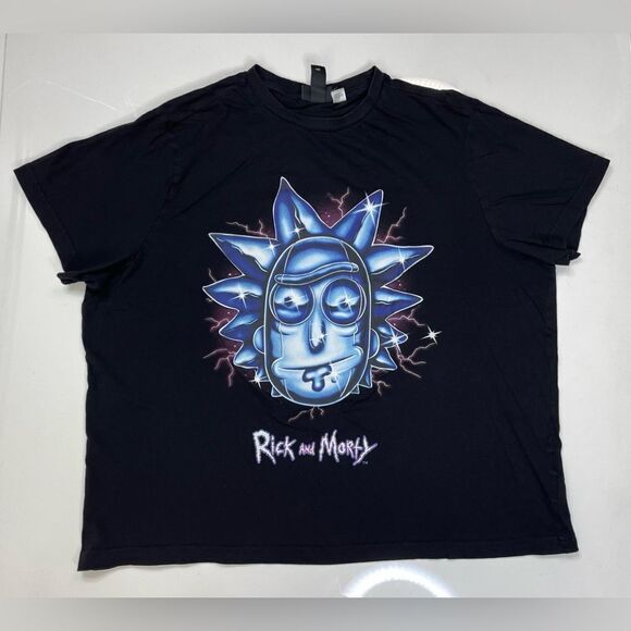 H&M Rick and Morty Graphic T-shirt Women XXL Black Short Sleeve - Picture 1 of 8